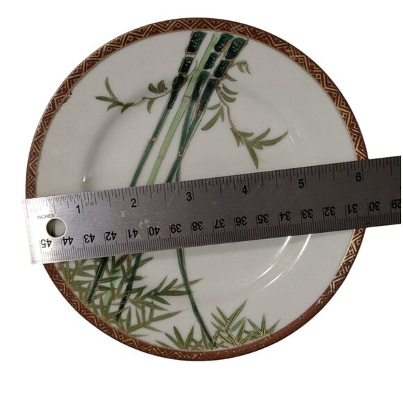 Set Of 3 Kutani Eggshell China bread dessert Plates Bamboo Design Geometric Bord - Picture 1 of 11